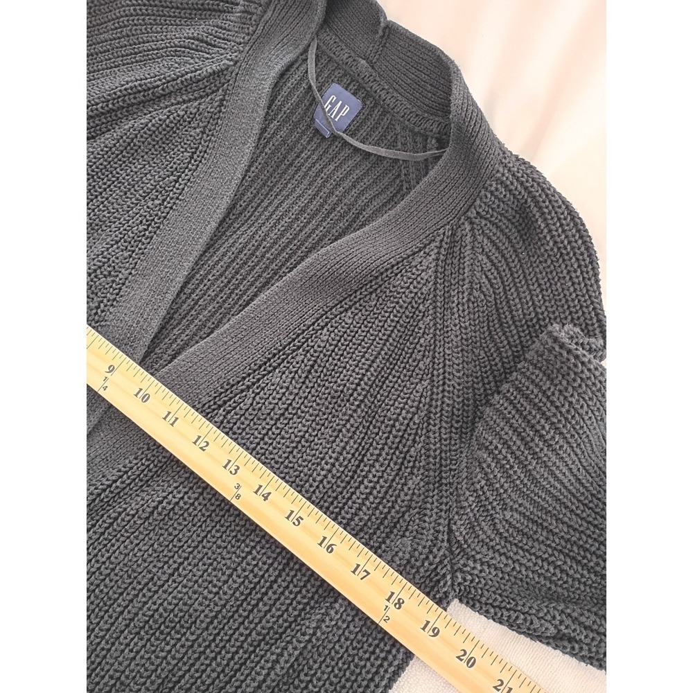 GAP 100% Cotton True Black L Longline Shawl Collar Cardigan Sweater Minimalist - Picture 8 of 8